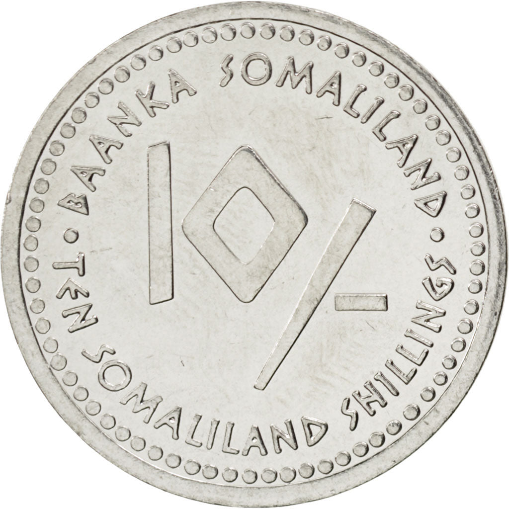 Coin, Somaliland, 10 Shillings, 2006, MS(63), Stainless Steel, KM:15