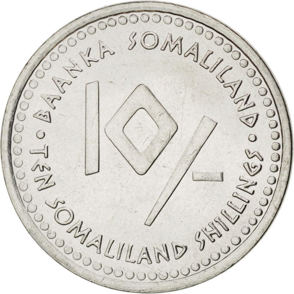 Coin, Somaliland, 10 Shillings, 2006, MS(63), Stainless Steel, KM:18