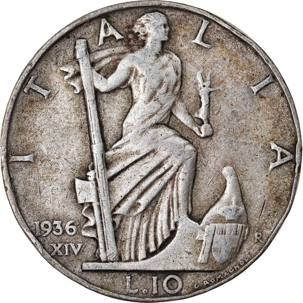 Moneta, Italia, Vittorio Emanuele III, 10 Lire, 1936, Rome, BB, Argento, KM:80