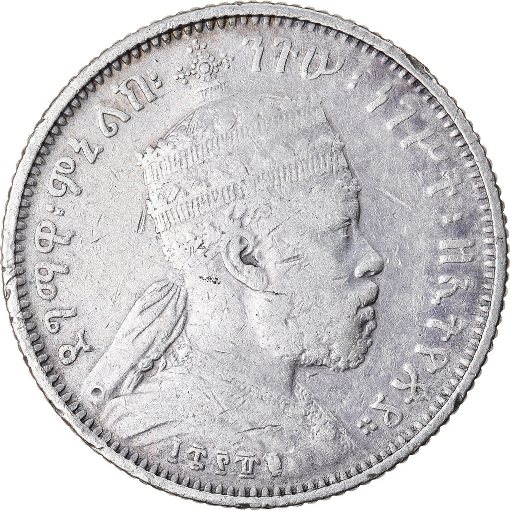 Coin, Ethiopia, Menelik II, 1/4 Birr, 1902, Paris, F(12-15), Silver, KM:3