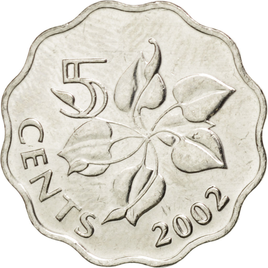 SWAZILAND, 5 Cents, 2002, British Royal Mint, KM #48, MS(63), Copper-Nickel,...