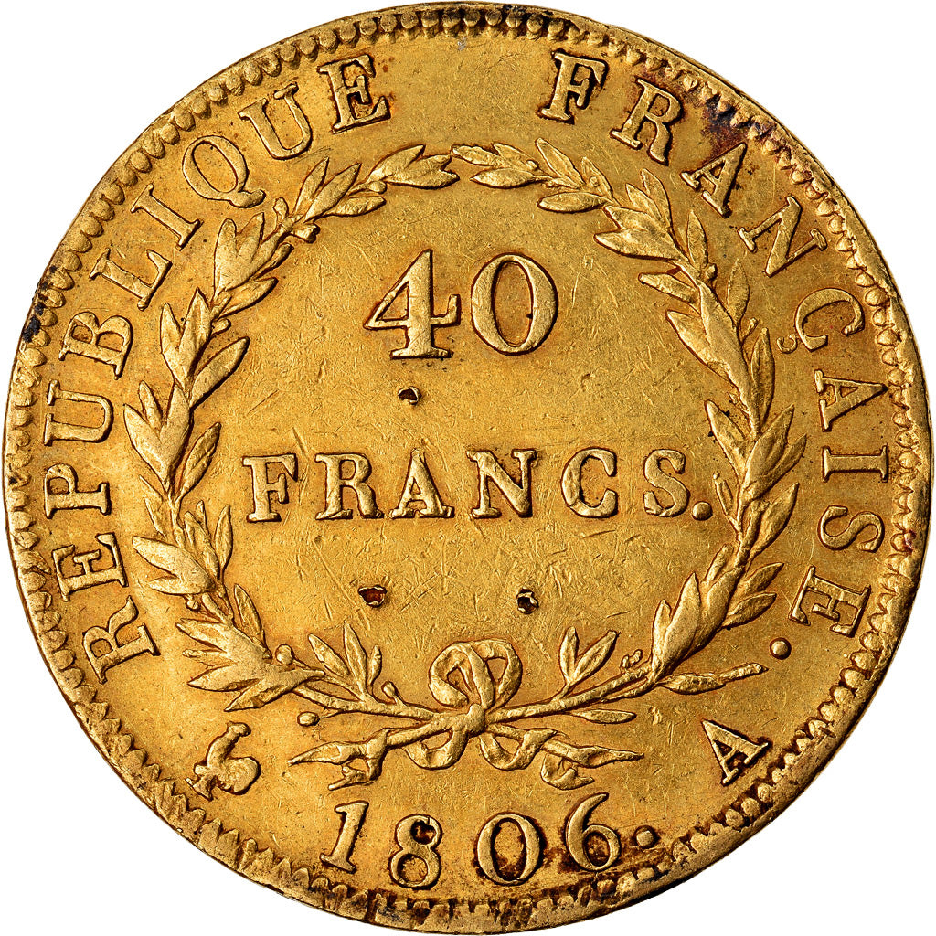 Munten, Frankrijk, Napoléon I, 40 Francs, 1806, Paris, ZF, Goud, KM:675.1