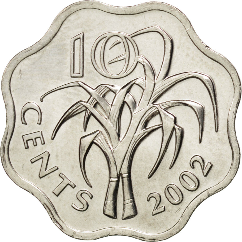 Monnaie, Swaziland, King Msawati III, 10 Cents, 2002, SPL, Copper-nickel, KM:49