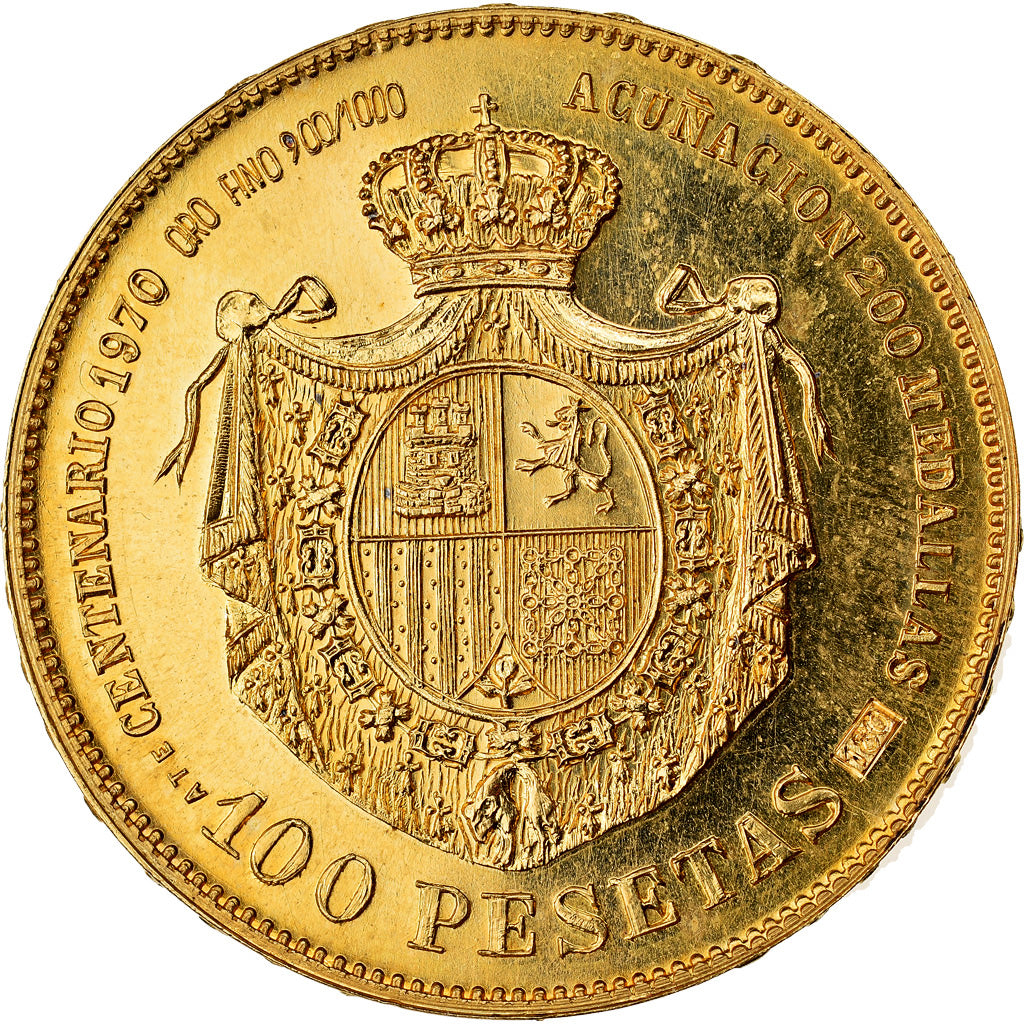 Coin, Spain, 100 Pesetas, 1970, Madrid, Official restrike, MS(60-62), Gold