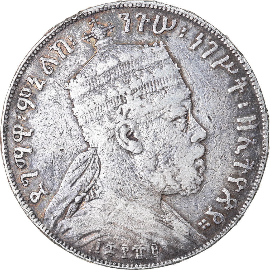 Coin, Ethiopia, Menelik II, Birr, 1897, Paris, VF(20-25), Silver, KM:5