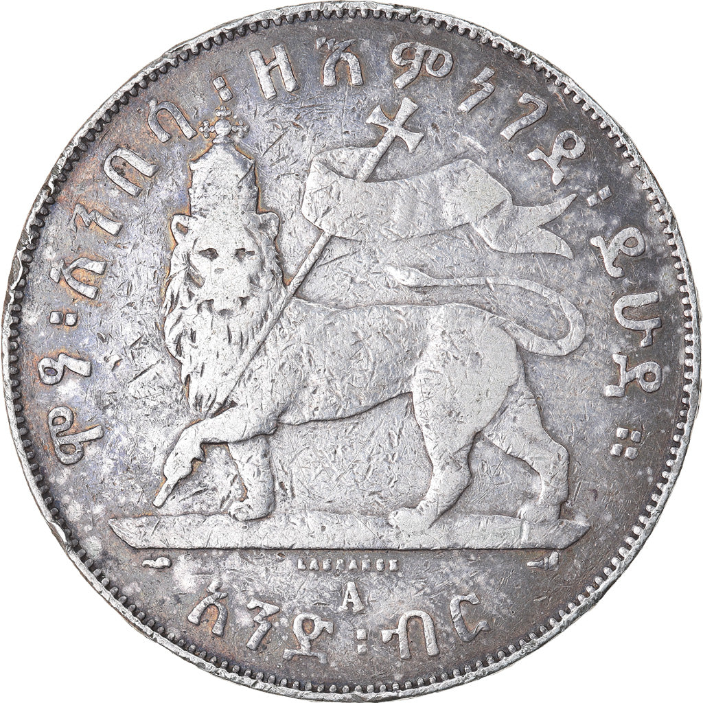 Coin, Ethiopia, Menelik II, Birr, 1897, Paris, VF(20-25), Silver, KM:5