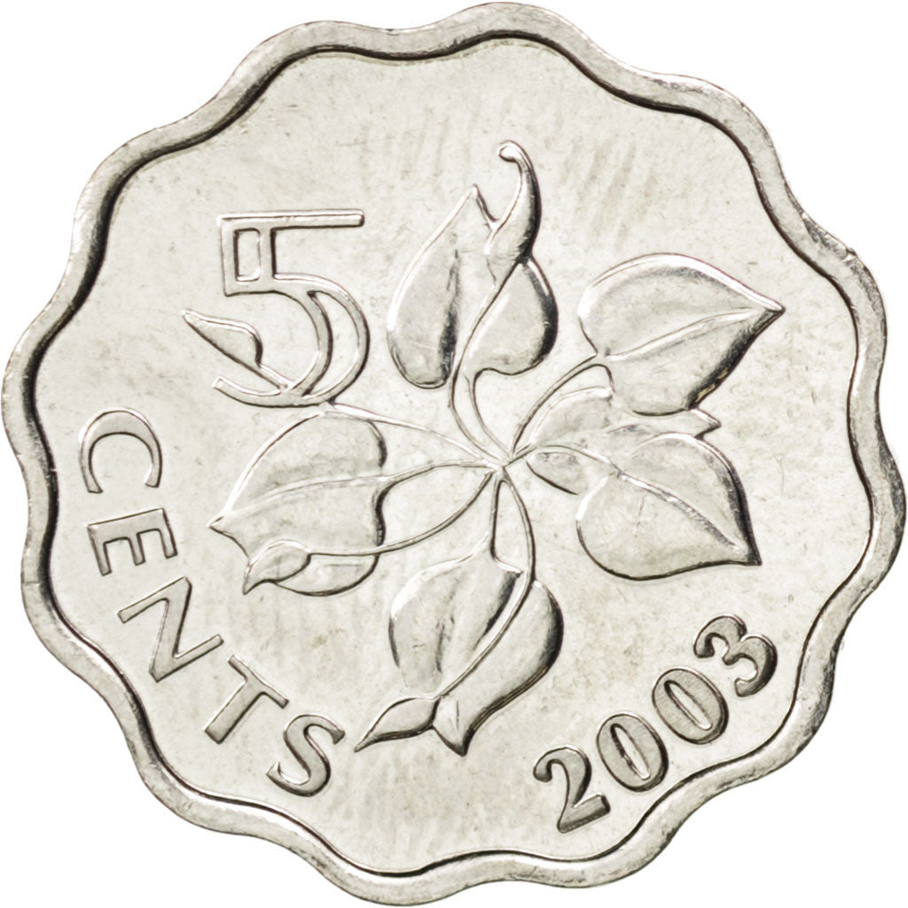 Coin, Swaziland, King Msawati III, 5 Cents, 2003, MS(63), Copper-nickel, KM:48