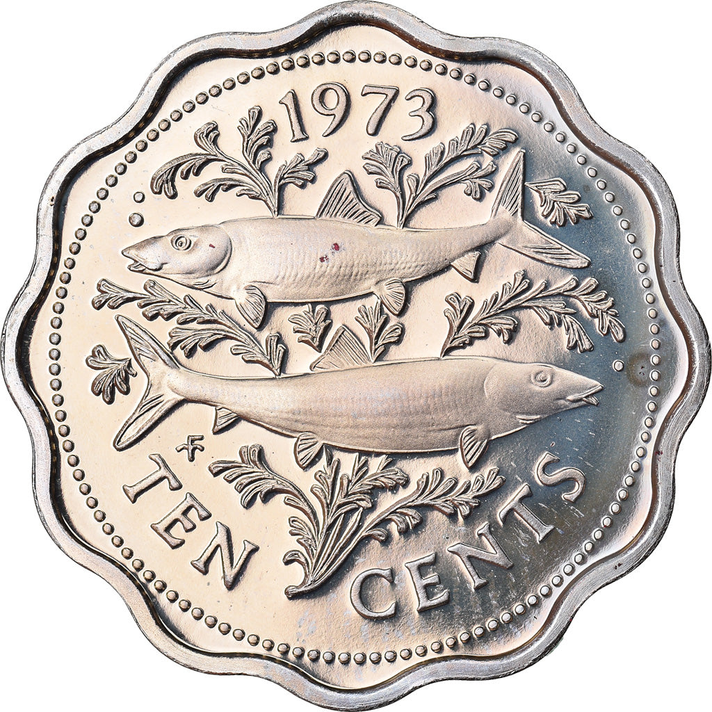 Coin, Bahamas, Elizabeth II, 10 Cents, 1973, Franklin Mint, U.S.A., MS(65-70)
