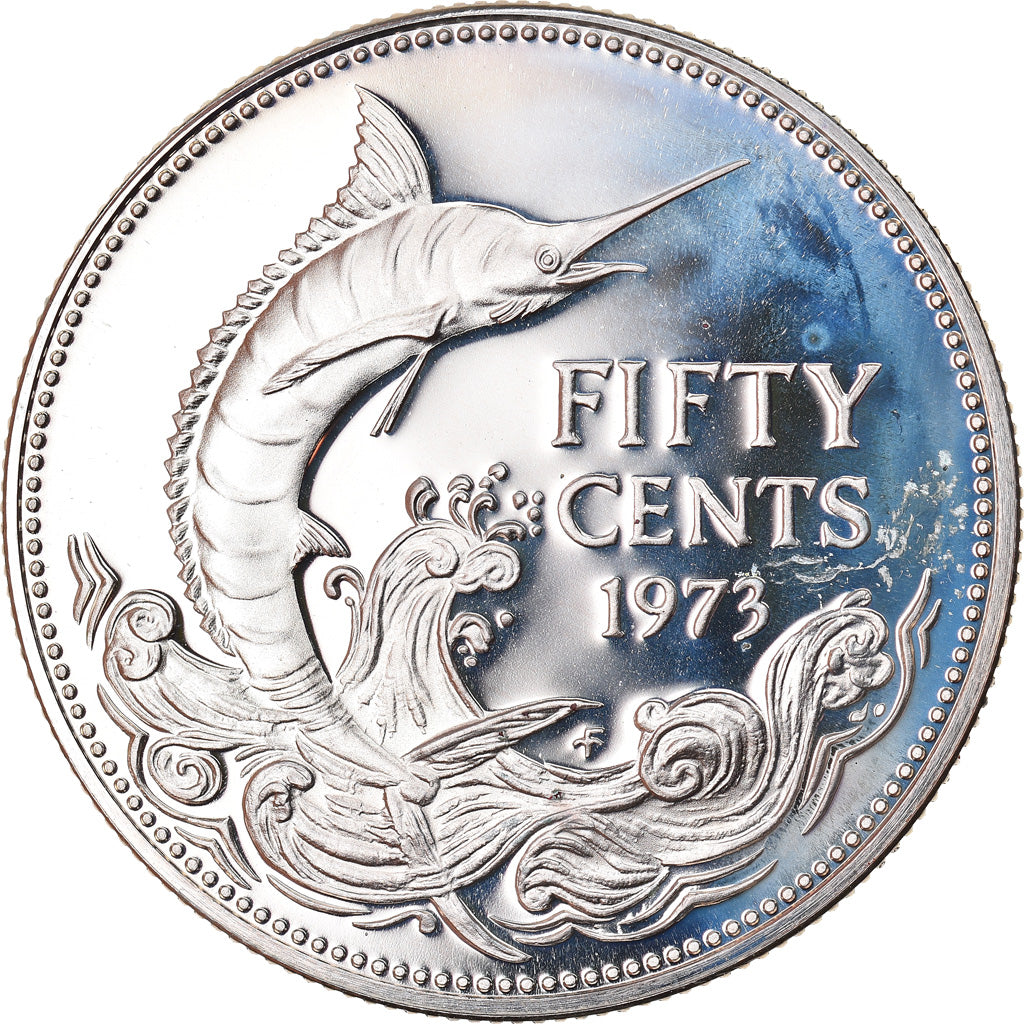 Coin, Bahamas, Elizabeth II, 50 Cents, 1973, Franklin Mint, U.S.A., MS(65-70)