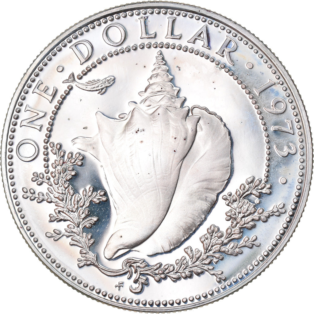 Moneda, Bahamas, Elizabeth II, Dollar, 1973, Franklin Mint, U.S.A., FDC, Plata