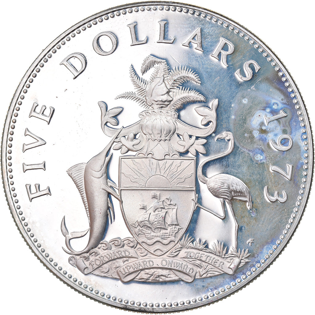 Coin, Bahamas, Elizabeth II, 5 Dollars, 1973, Franklin Mint, U.S.A., MS(65-70)