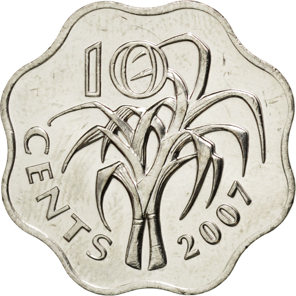 Monnaie, Swaziland, King Msawati III, 10 Cents, 2007, SPL, Copper-nickel, KM:49