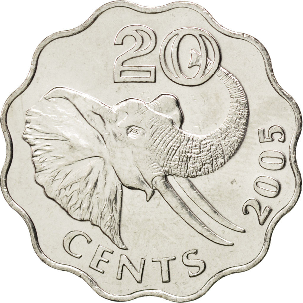 SWAZILAND, 20 Cents, 2005, British Royal Mint, KM #50.2, MS(63), Copper-Nickel,.