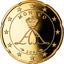 Monaco, 20 Euro Cent, 2006, Proof, STGL, Messing, KM:182