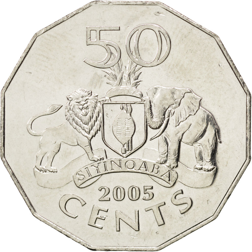 SWAZILAND, 50 Cents, 2005, British Royal Mint, KM #52, MS(63), Copper-Nickel,...