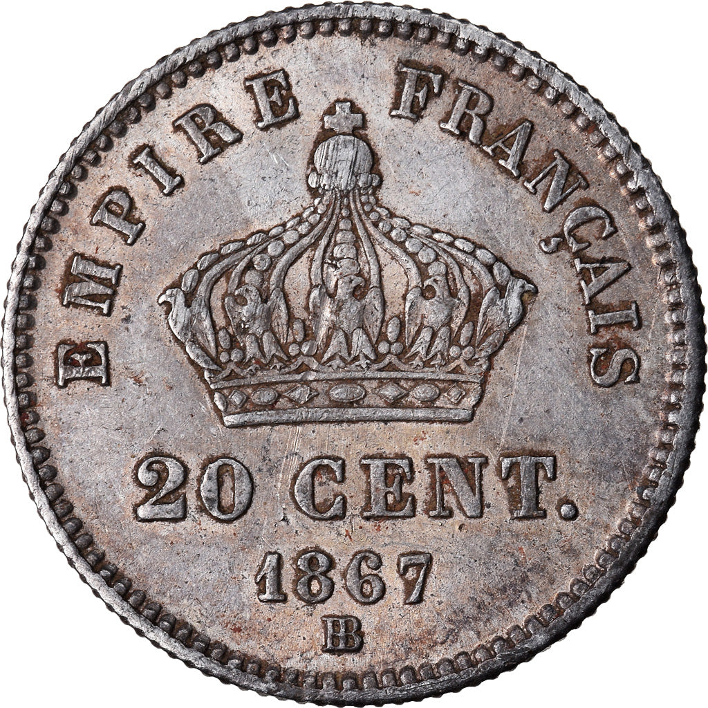 Coin, France, Napoleon III, Napoléon III, 20 Centimes, 1867, Strasbourg