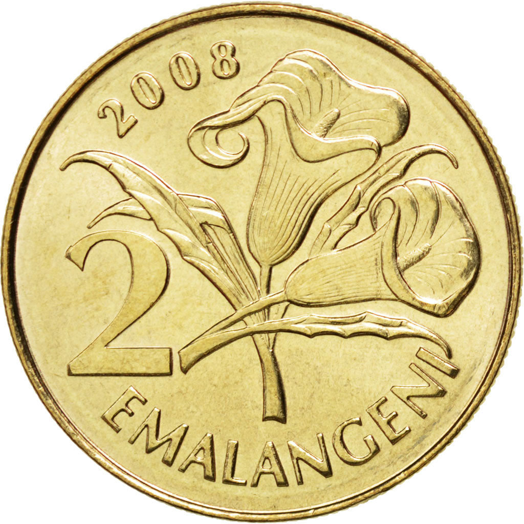 SWAZILAND, 2 Emalangeni, 2008, KM #46, MS(63), Brass, 4.90