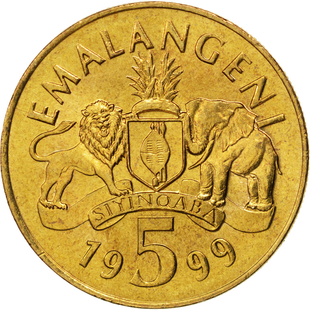 SWAZILAND, 5 Emalangeni, 1999, KM #47, MS(63), Brass, 7.63