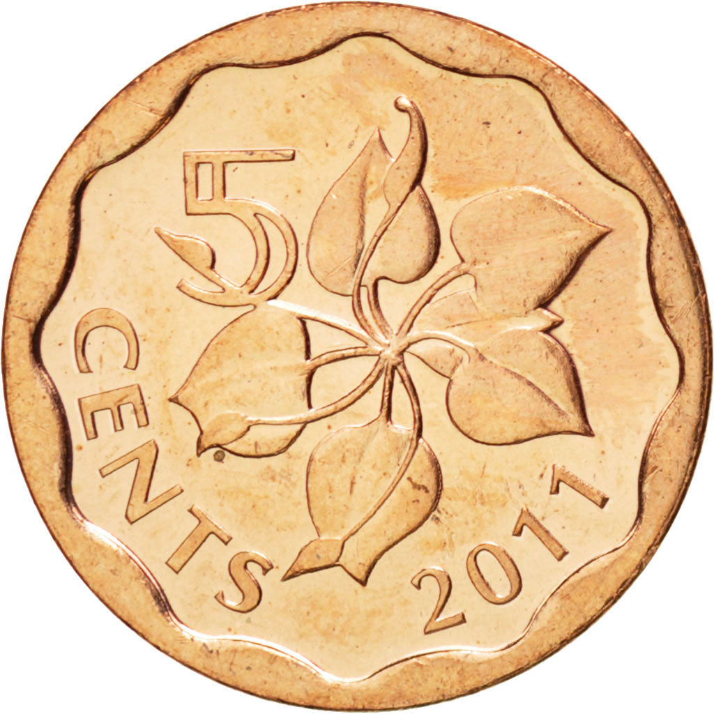 SWAZILAND, 5 Cents, 2011, KM #56, MS(63), Copper Plated Steel, 1.98