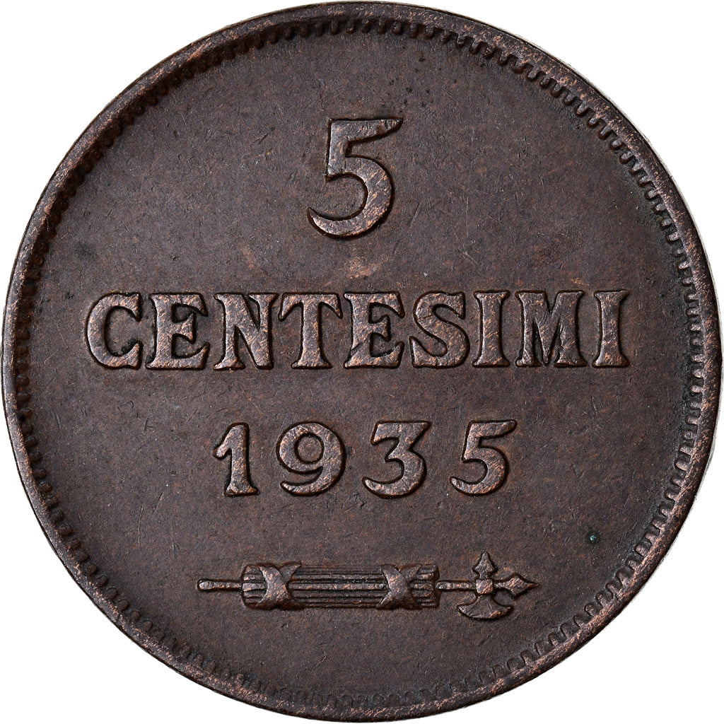 Monnaie, San Marino, 5 Centesimi, 1935, Rome, TTB+, Bronze, KM:12
