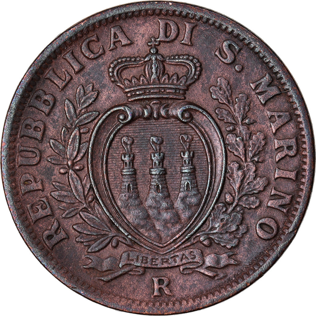 Moneta, San Marino, 5 Centesimi, 1936, Rome, AU(50-53), Bronze, KM:12