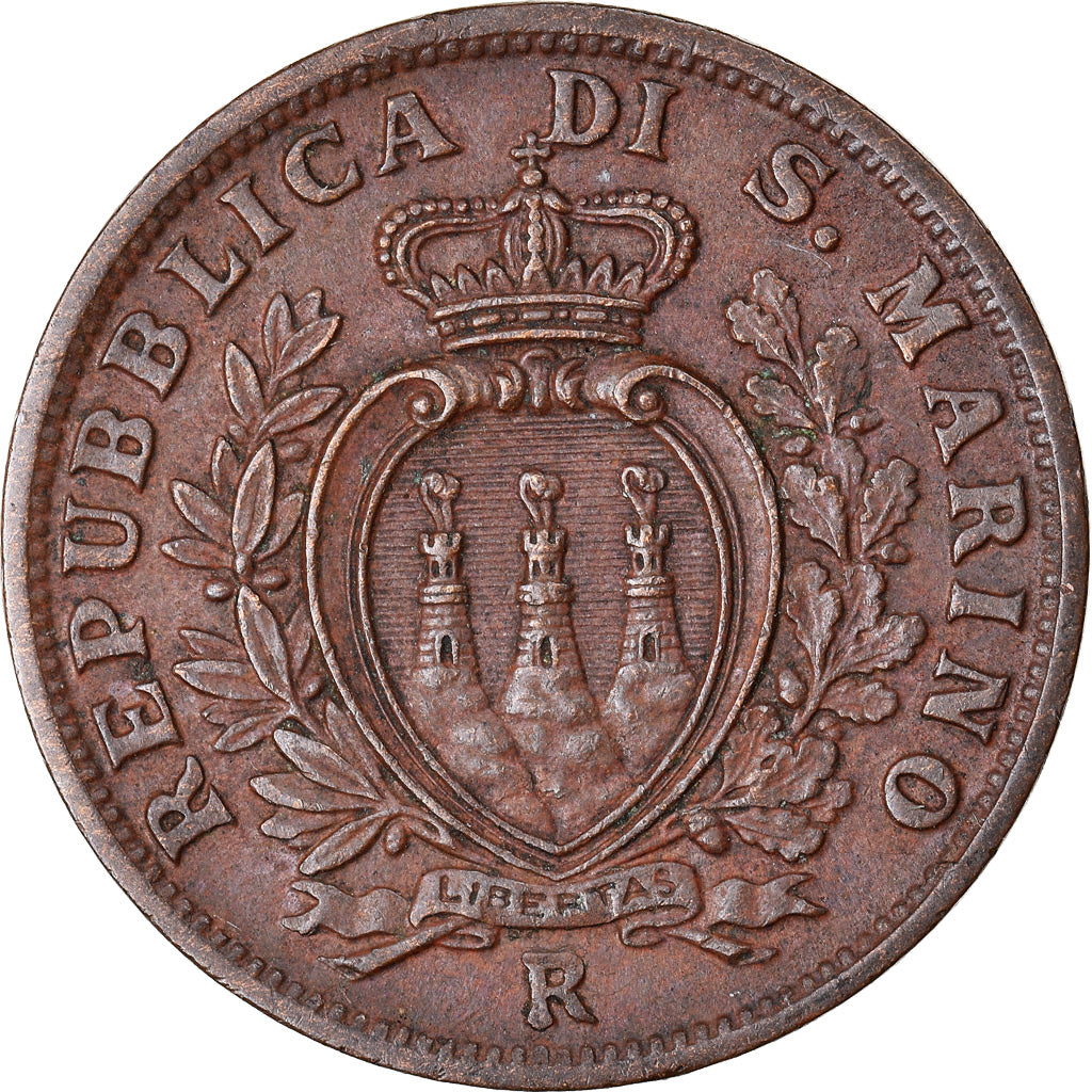 Moneta, San Marino, 5 Centesimi, 1938, Rome, AU(55-58), Bronze, KM:12