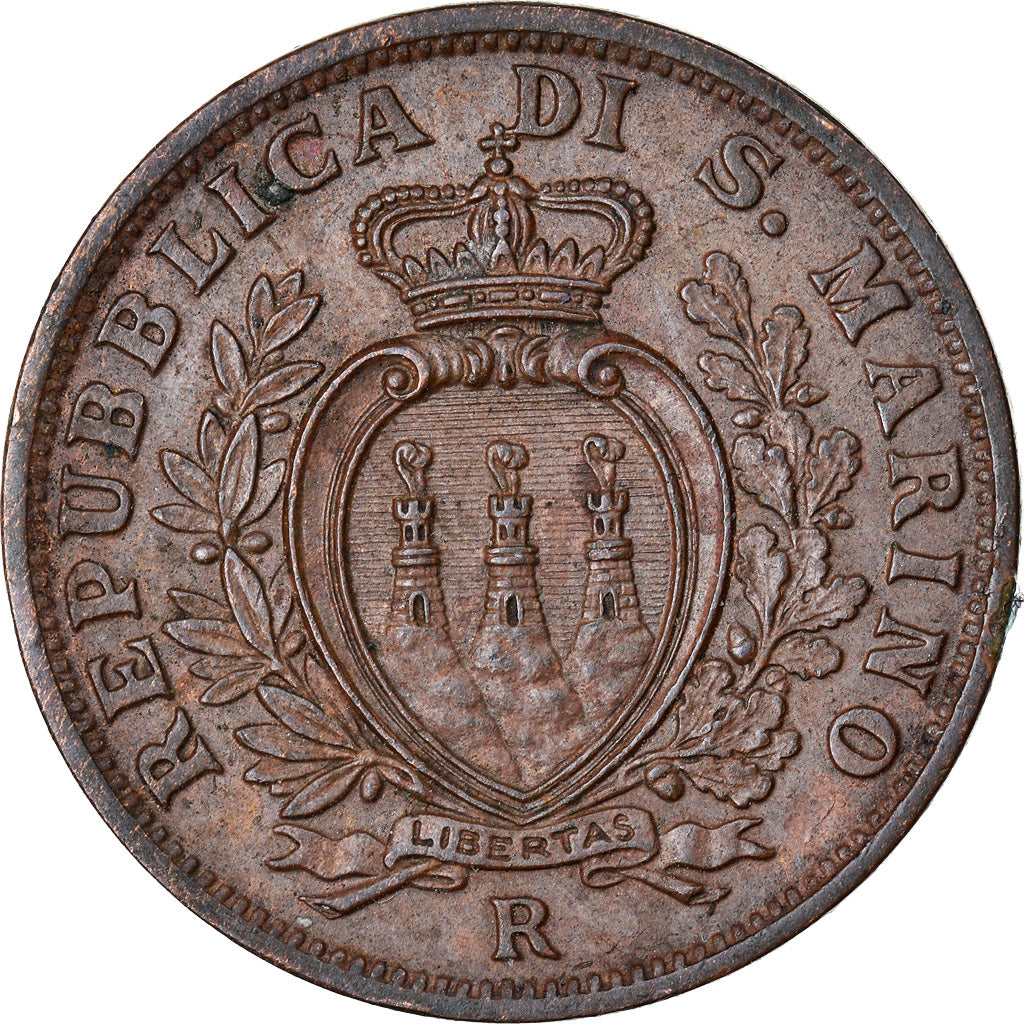Moneda, San Marino, 5 Centesimi, 1938, Rome, EBC+, Bronce, KM:12
