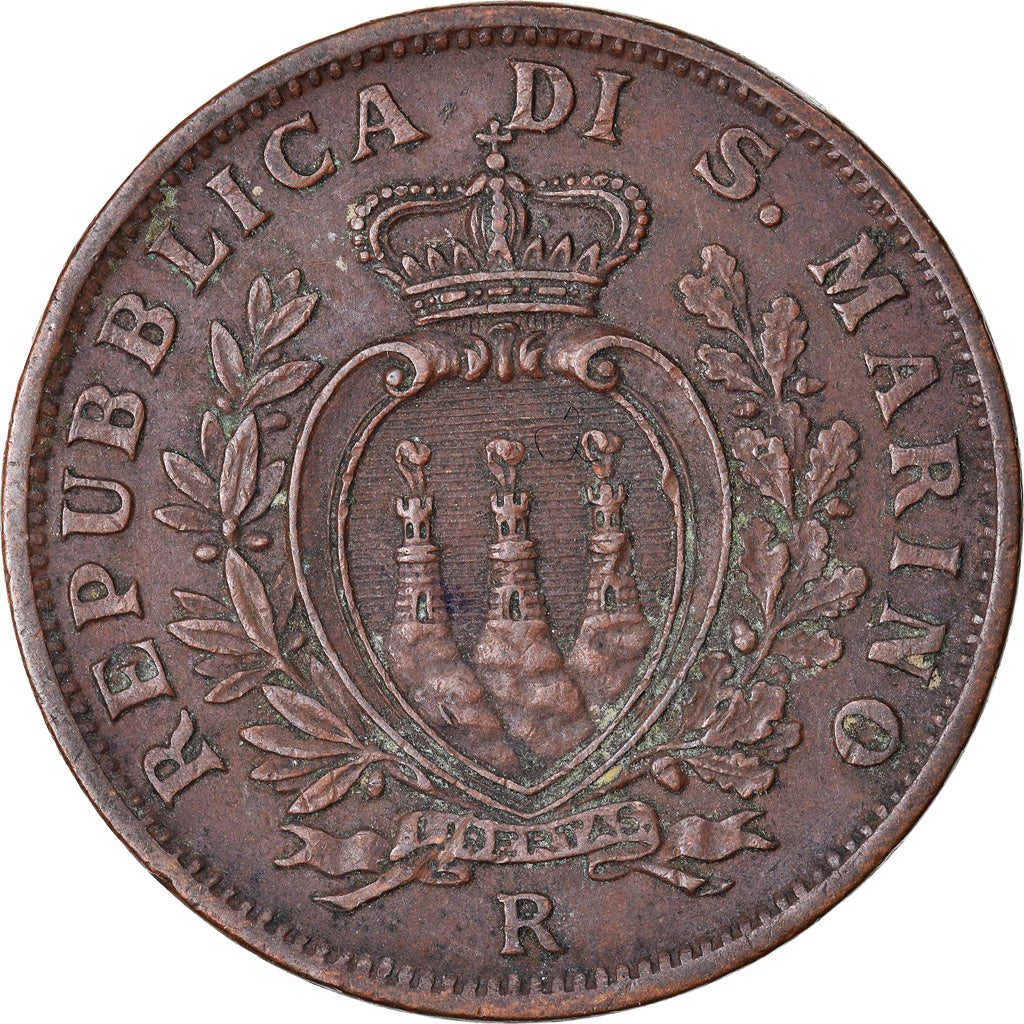 Moeda, San Marino, 10 Centesimi, 1936, Rome, EF(40-45), Bronze, KM:13