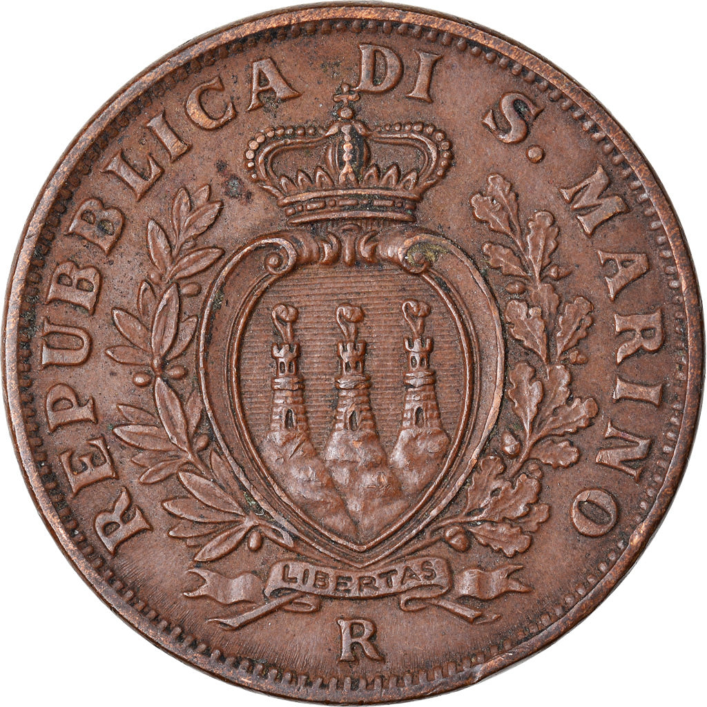 Moneta, San Marino, 10 Centesimi, 1936, Rome, AU(50-53), Bronze, KM:13