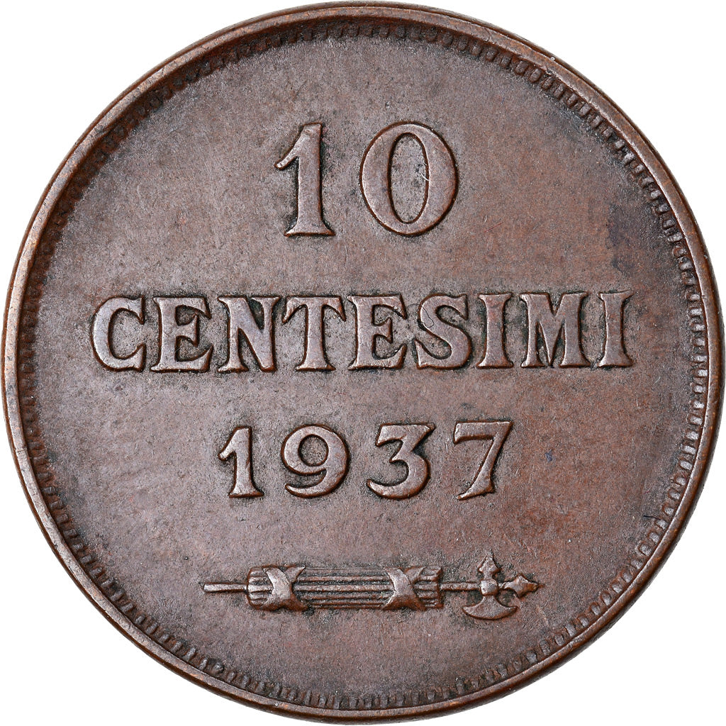 Monnaie, San Marino, 10 Centesimi, 1937, Rome, SUP, Bronze, KM:13