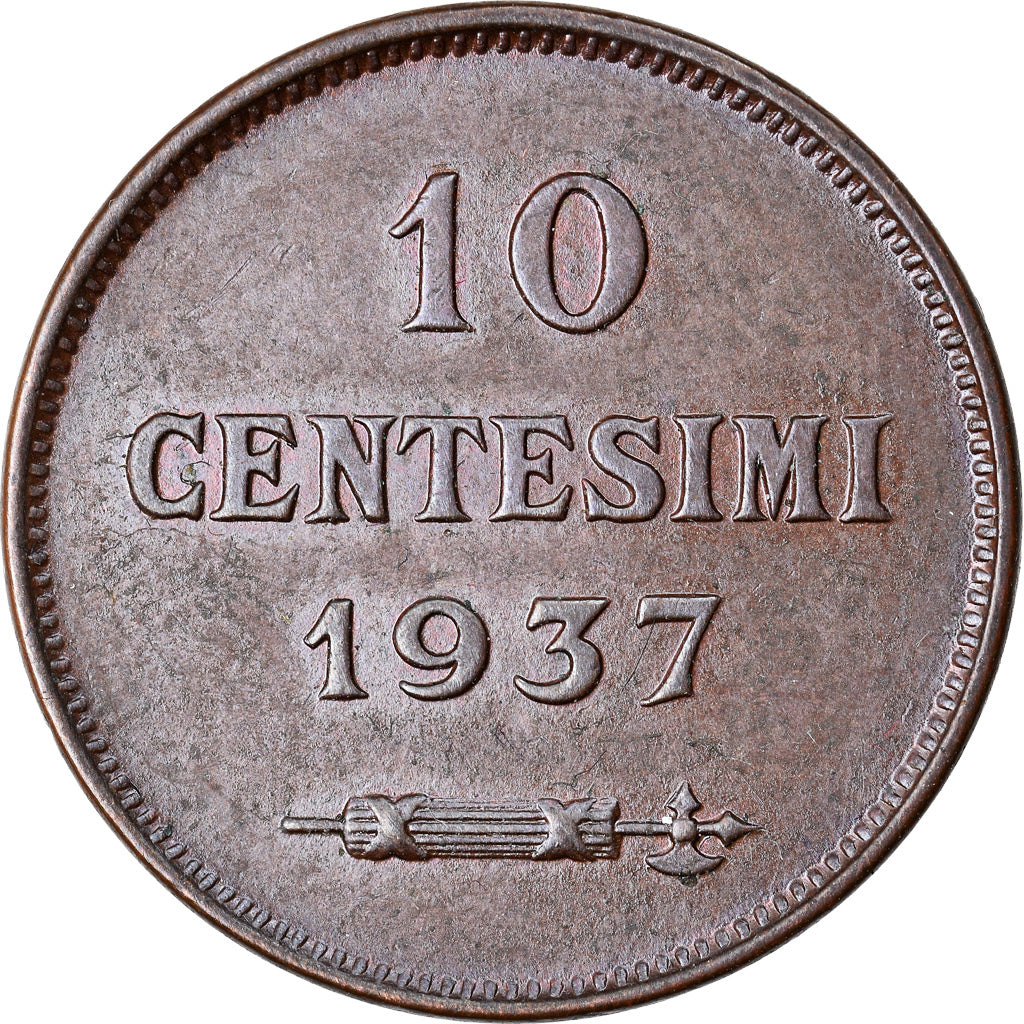 Moneta, San Marino, 10 Centesimi, 1937, Rome, SPL, Bronzo, KM:13