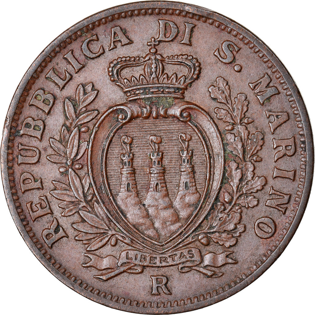 Moneta, San Marino, 10 Centesimi, 1938, Rome, AU(50-53), Bronze, KM:13
