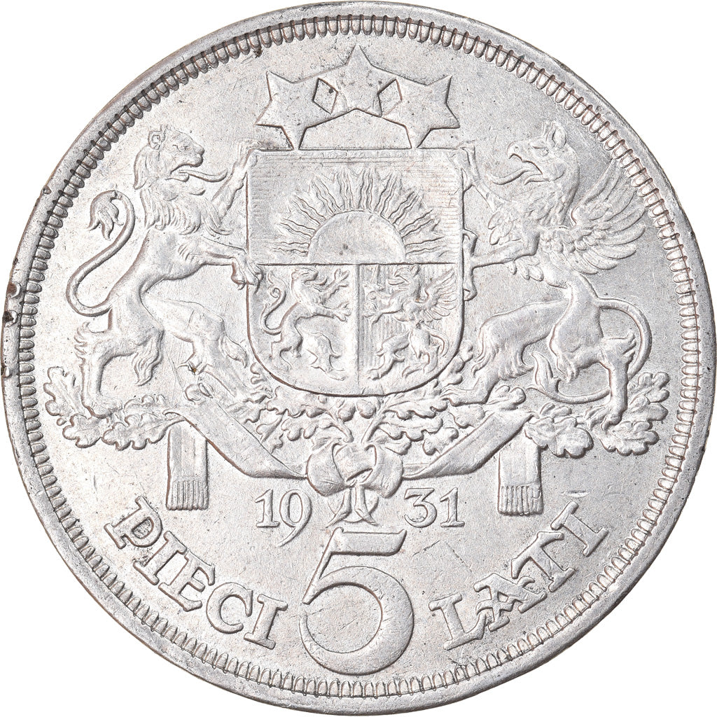 Monnaie, Latvia, 5 Lati, 1931, TTB, Argent, KM:9