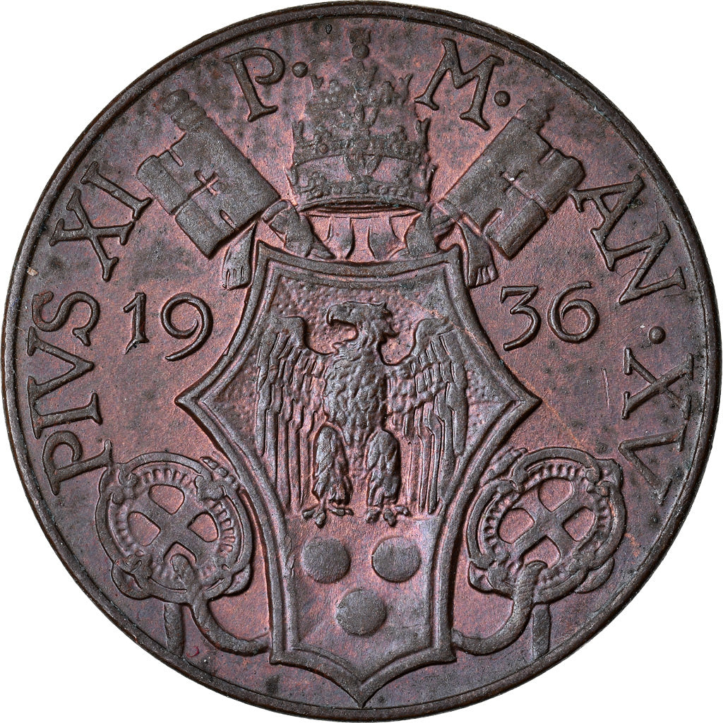Coin, VATICAN CITY, Pius XI, 5 Centesimi, 1936, Roma, MS(60-62), Bronze, KM:1