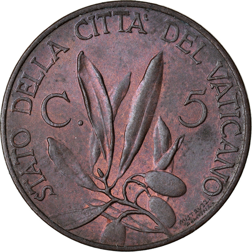 Coin, VATICAN CITY, Pius XI, 5 Centesimi, 1936, Roma, MS(60-62), Bronze, KM:1