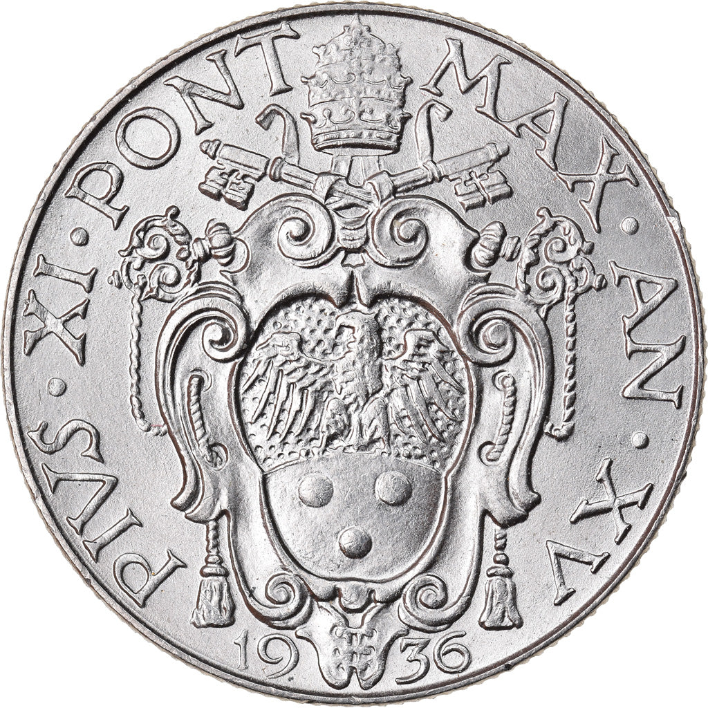 Coin, VATICAN CITY, Pius XI, 50 Centesimi, 1936, Roma, MS(60-62), Nickel, KM:4