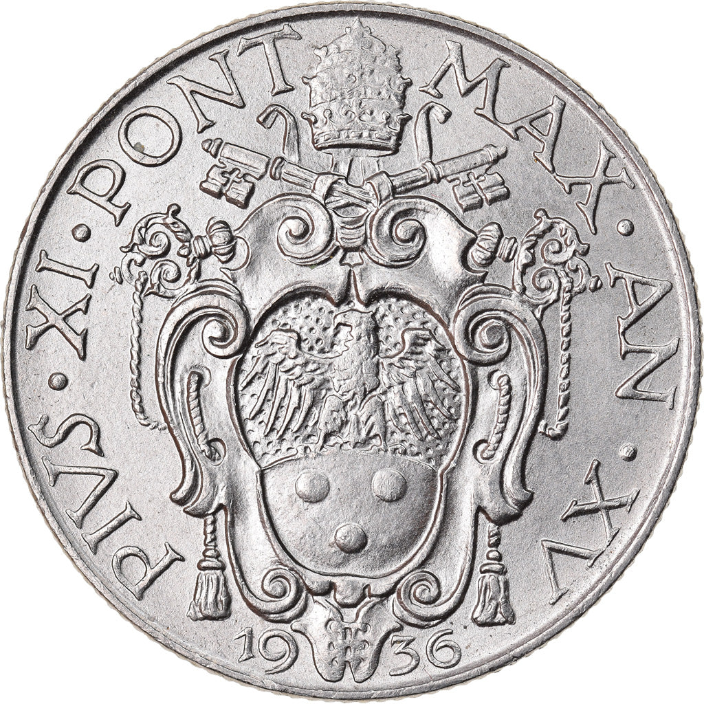 Monnaie, Cité du Vatican, Pius XI, Lira, 1936, Roma, SUP+, Nickel, KM:5