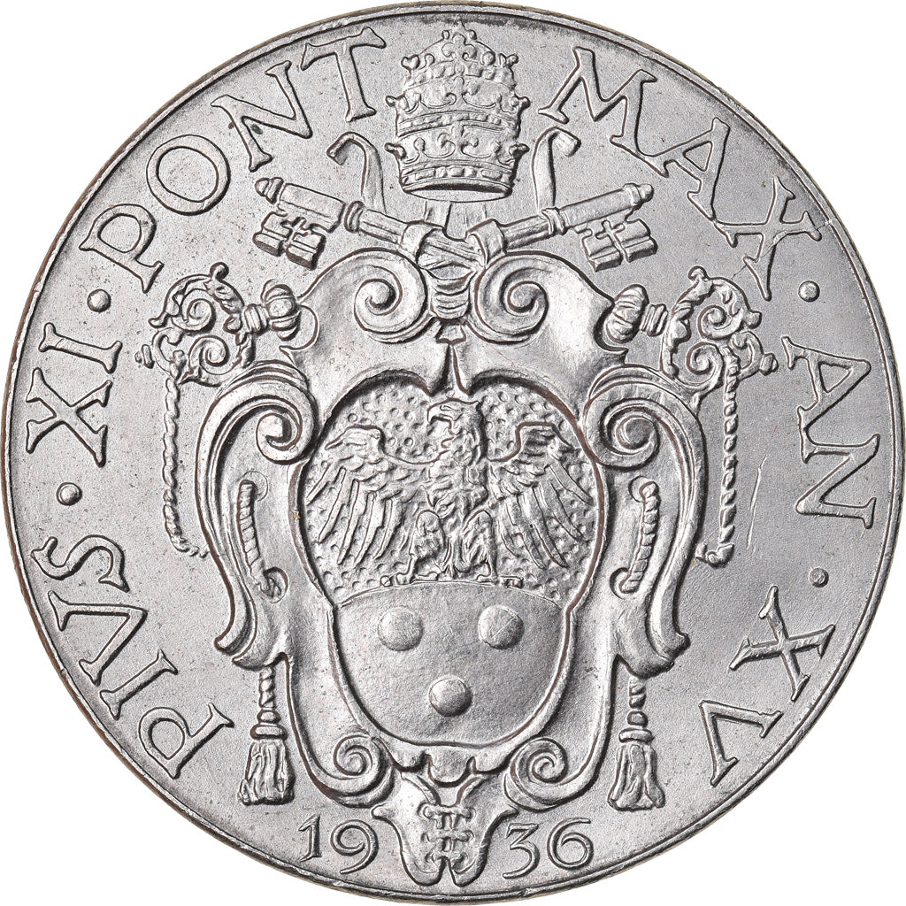 Monnaie, Cité du Vatican, Pius XI, 2 Lire, 1936, Roma, SUP+, Nickel, KM:6