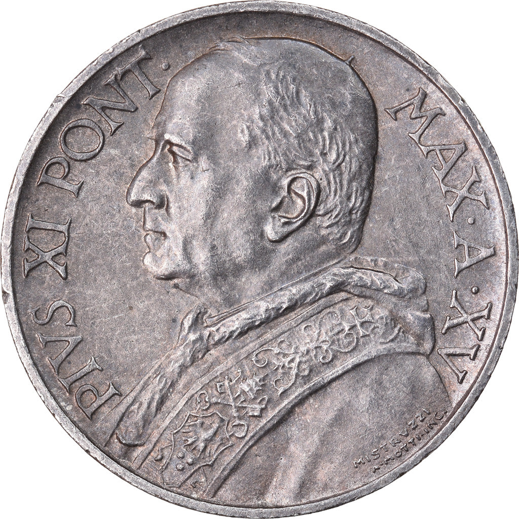 Coin, VATICAN CITY, Pius XI, 5 Lire, 1936, AU(55-58), Silver, KM:7