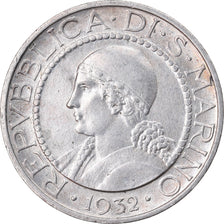 Coin, San Marino, 5 Lire, 1932, Rome, AU(50-53), Silver, KM:9