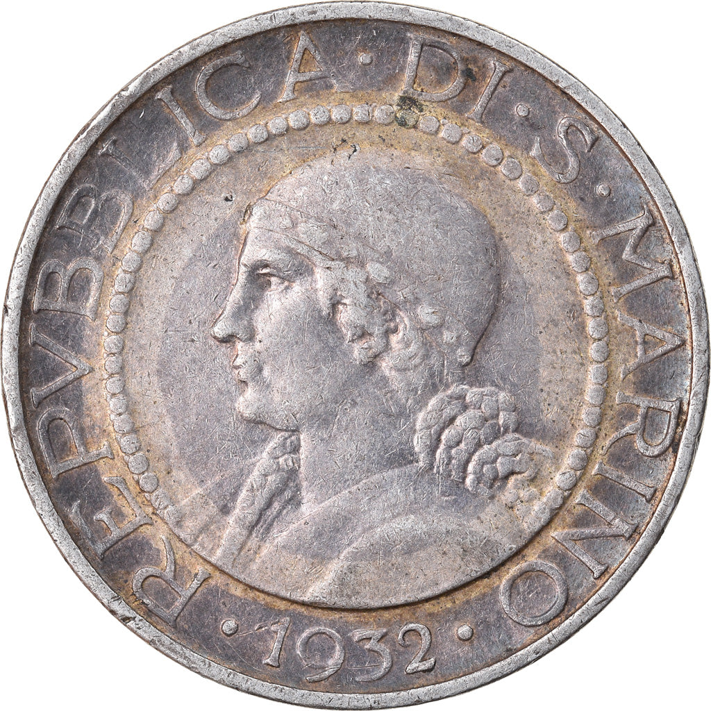 Monnaie, San Marino, 5 Lire, 1932, Rome, TTB+, Argent, KM:9