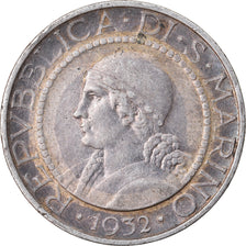Monnaie, San Marino, 5 Lire, 1932, Rome, TTB+, Argent, KM:9