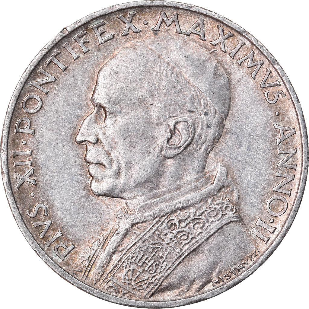 Coin, VATICAN CITY, Pius XII, 5 Lire, 1940, Roma, AU(55-58), Silver, KM:28