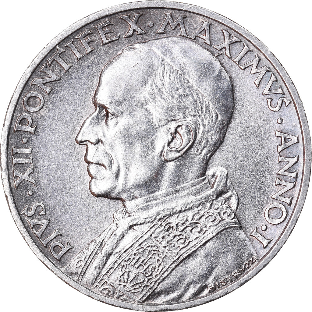 Monnaie, Cité du Vatican, Pius XII, 5 Lire, 1939, TTB+, Argent, KM:28