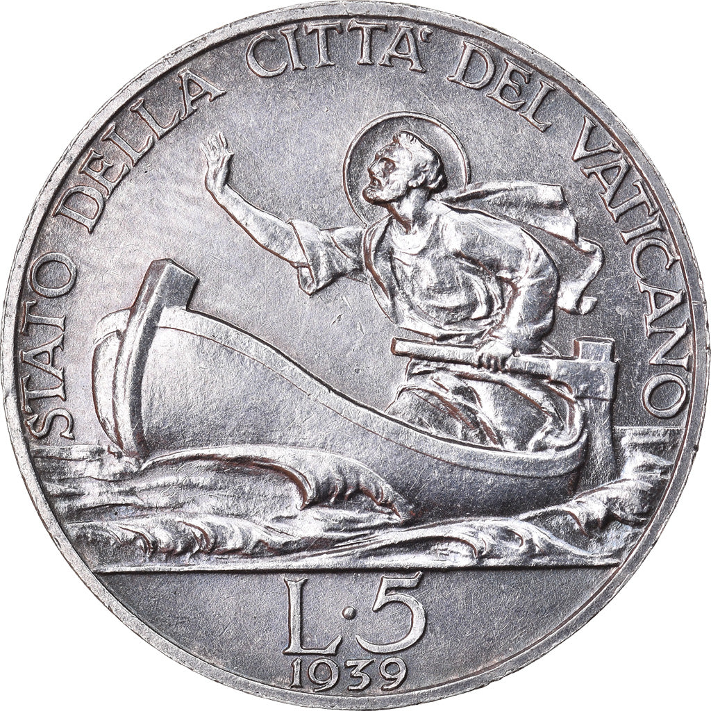 Monnaie, Cité du Vatican, Pius XII, 5 Lire, 1939, TTB+, Argent, KM:28