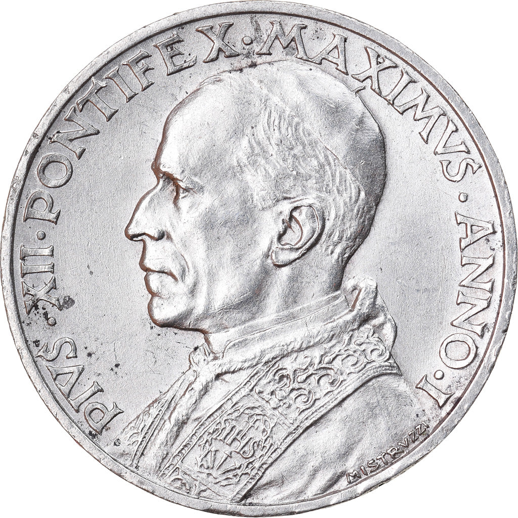 Monnaie, Cité du Vatican, Pius XII, 5 Lire, 1939, TTB+, Argent, KM:28