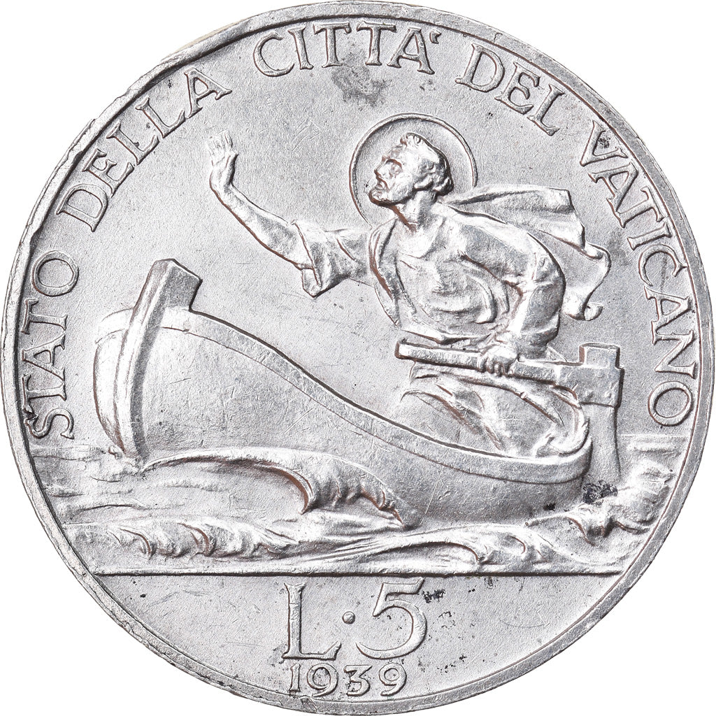 Monnaie, Cité du Vatican, Pius XII, 5 Lire, 1939, TTB+, Argent, KM:28