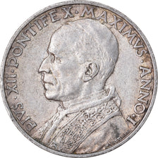 Coin, VATICAN CITY, Pius XII, 5 Lire, 1939, AU(50-53), Silver, KM:28
