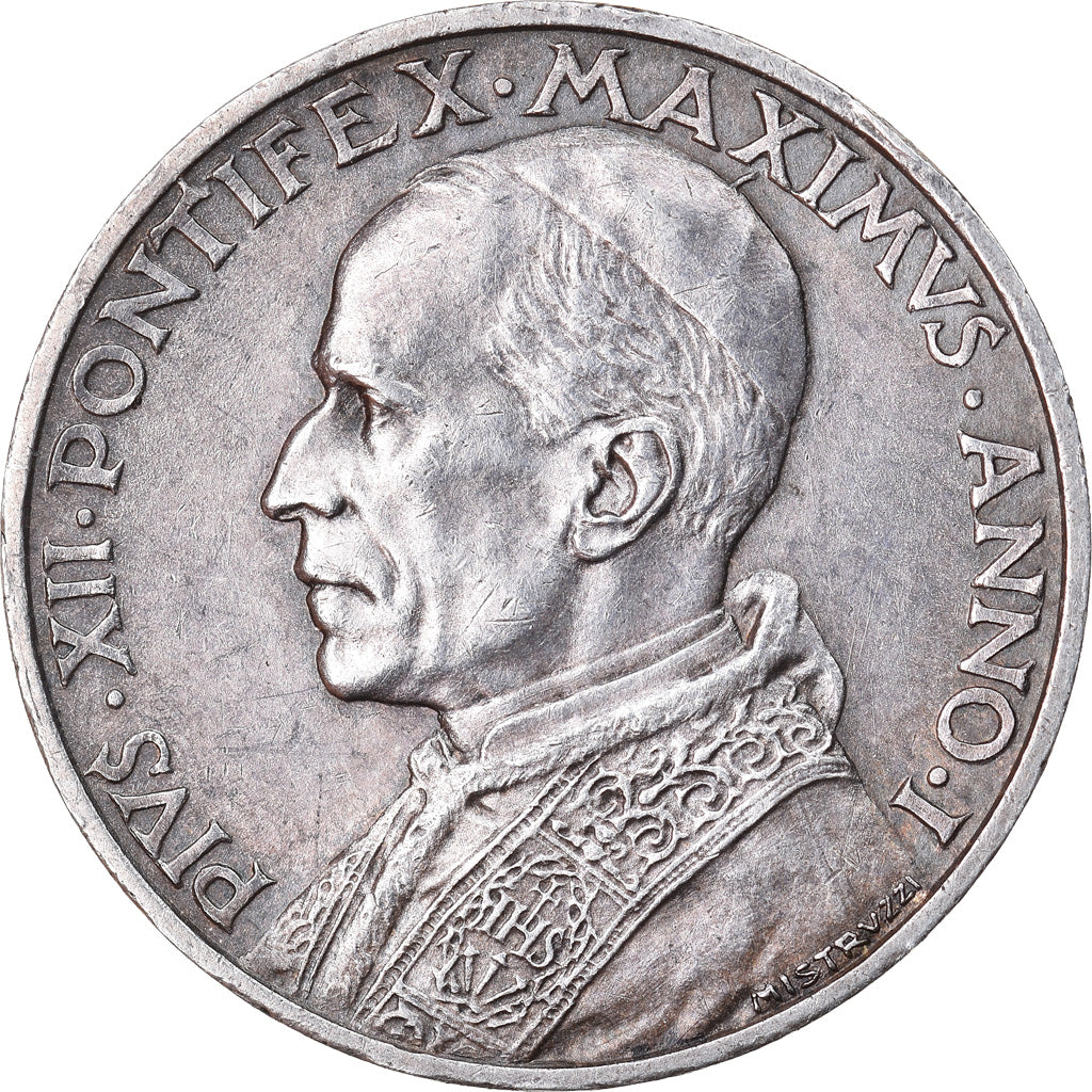 Moneta, CITTÀ DEL VATICANO, Pius XII, 5 Lire, 1939, BB+, Argento, KM:28
