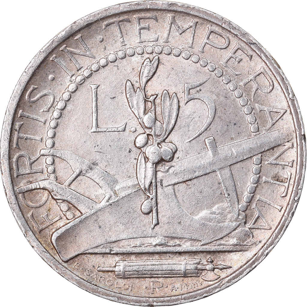 Munten, San Marino, 5 Lire, 1935, Rome, PR, Zilver, KM:9